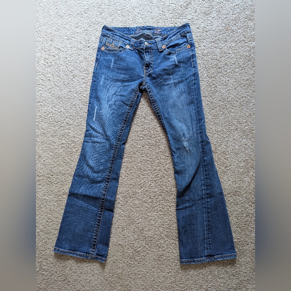 Seven7 Blue Flare Wide Leg Jeans